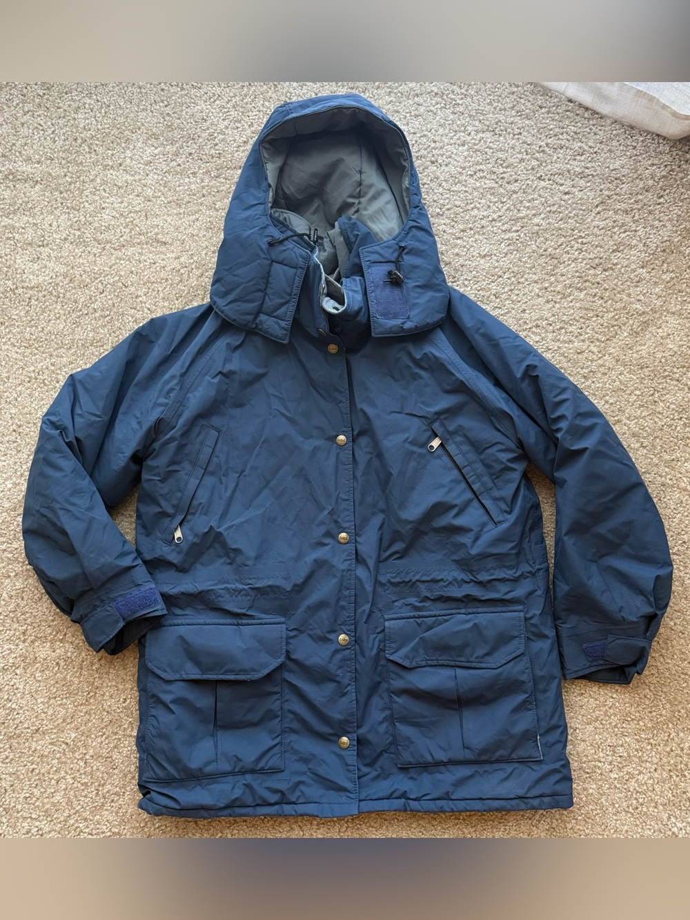 Vintage L.L.Bean Maine Warden’s Parka USA Blue Hooded Jacket L mens